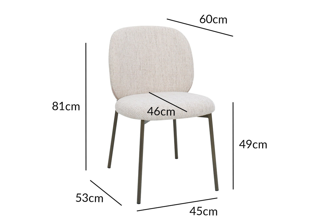 Lot de 2 chaises en tweed écru et pieds en métal marron MARCUS