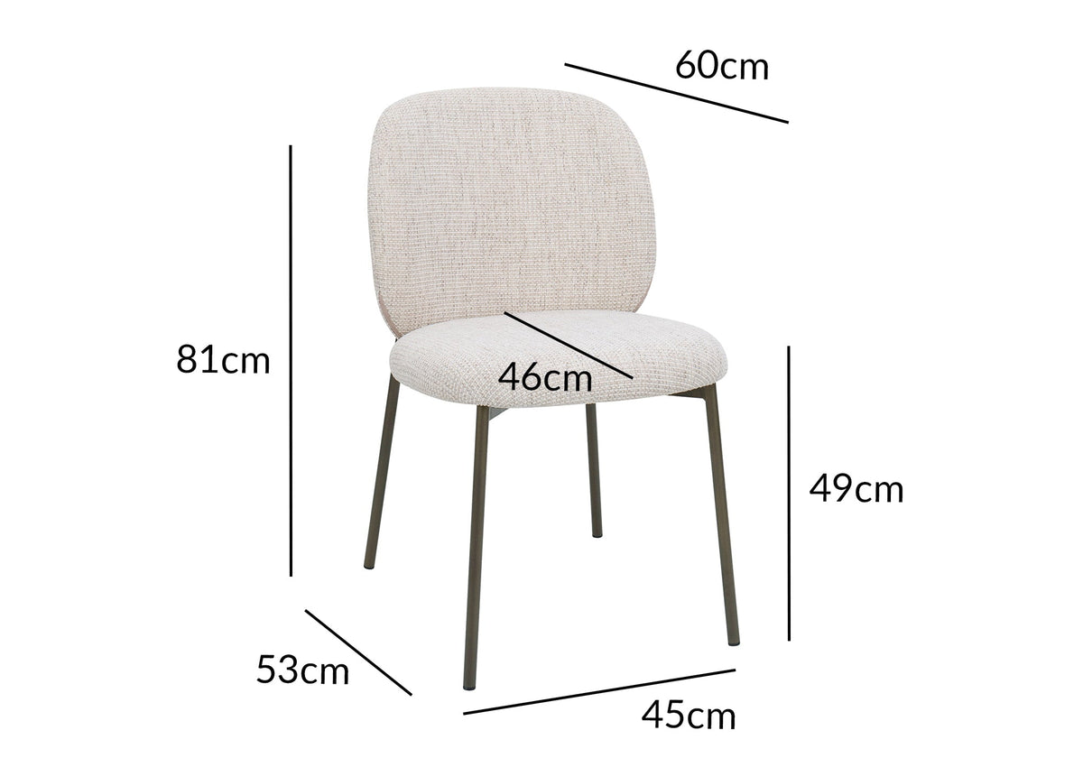 Lot de 2 chaises en tweed écru et pieds en métal marron MARCUS