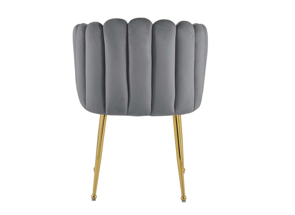 Chaise en velours gris pieds en métal doré HAYDEN