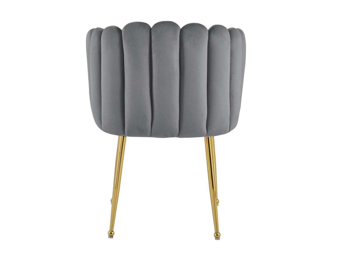 Chaise en velours gris pieds en métal doré HAYDEN