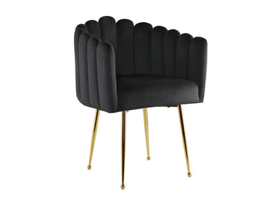 Chaise en velours noir pieds en métal doré HAYDEN
