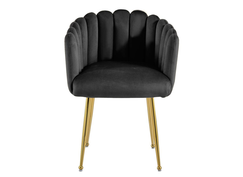 Chaise en velours noir pieds en métal doré HAYDEN