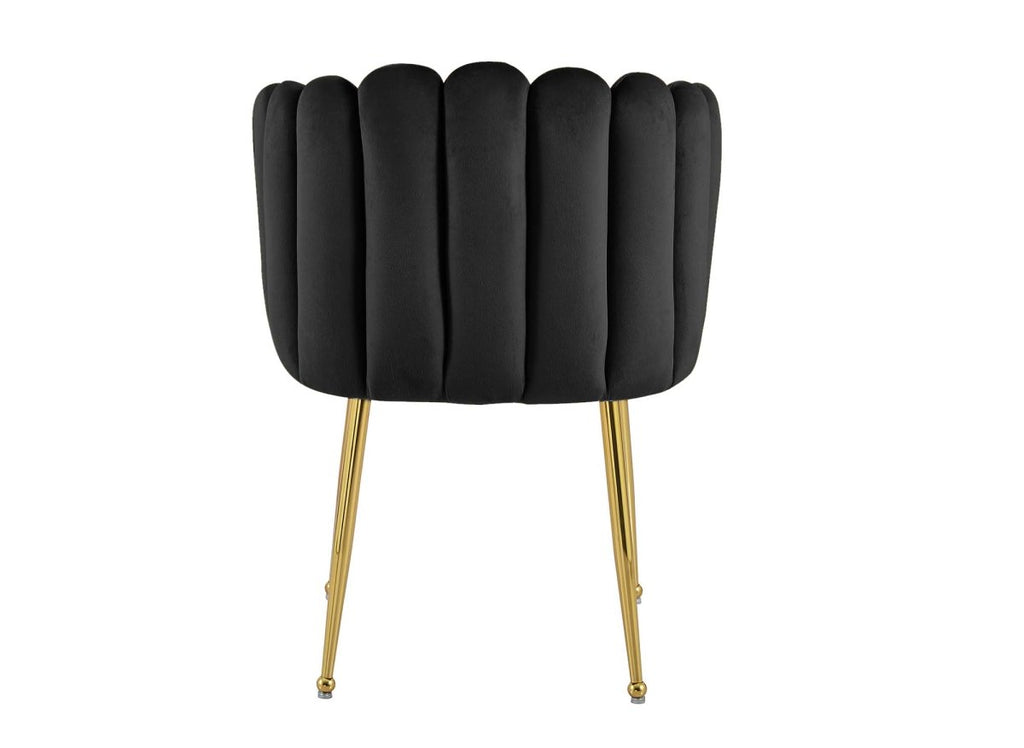 Chaise en velours noir pieds en métal doré HAYDEN
