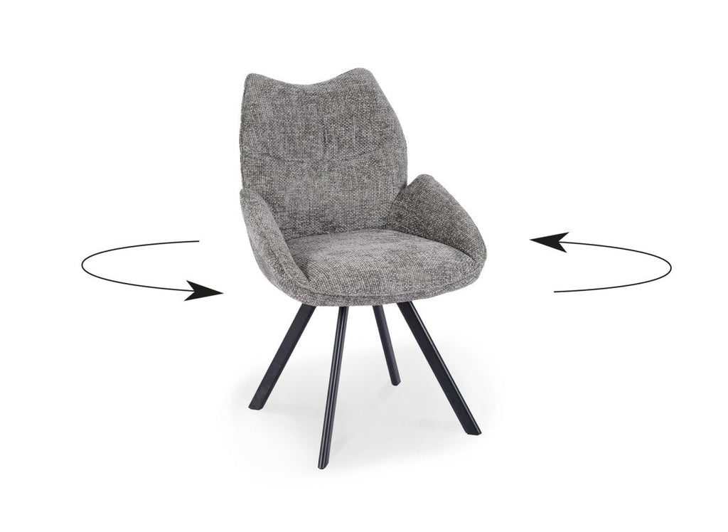 Chaise pivotante avec accoudoirs en tissu gris TALIA