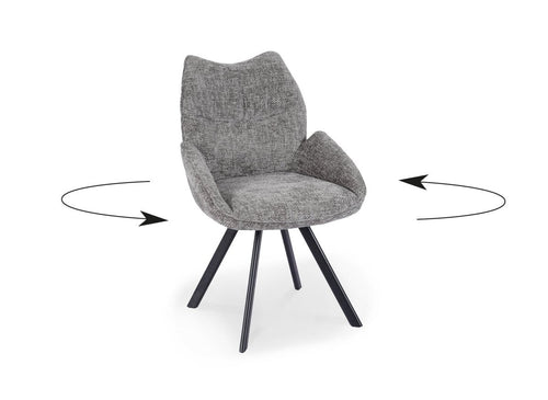 Chaise pivotante avec accoudoirs en tissu gris TALIA