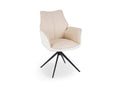 Chaise pivotante avec accoudoirs en velours et tissu bouclette beige ISALIE