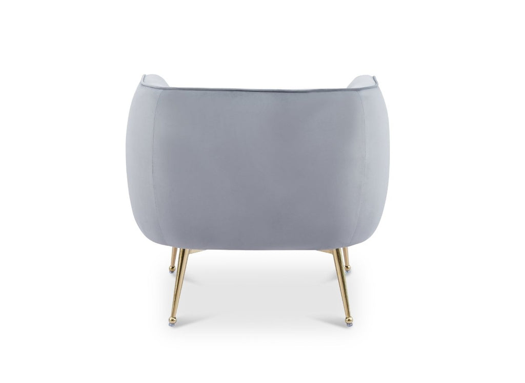 Fauteuil cabriolet en velours gris pieds doré PERRY