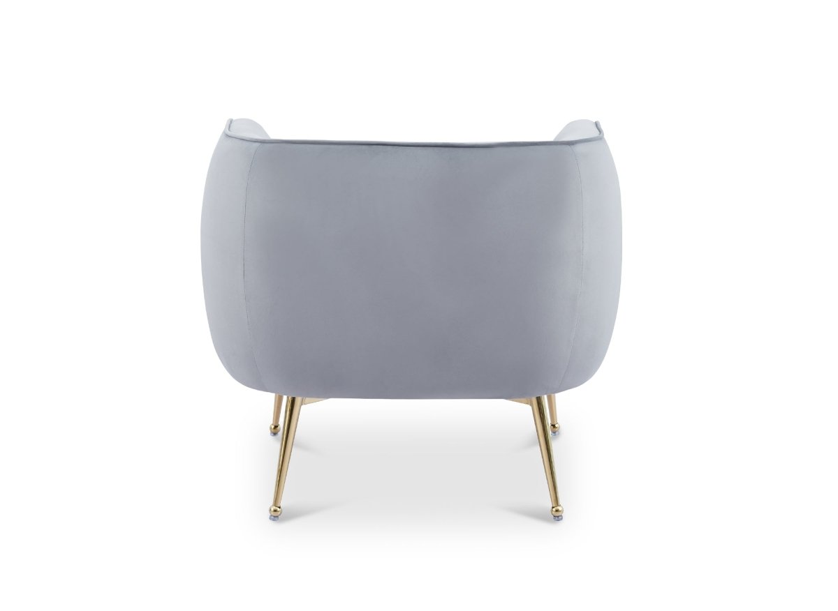 Fauteuil cabriolet en velours gris pieds doré PERRY