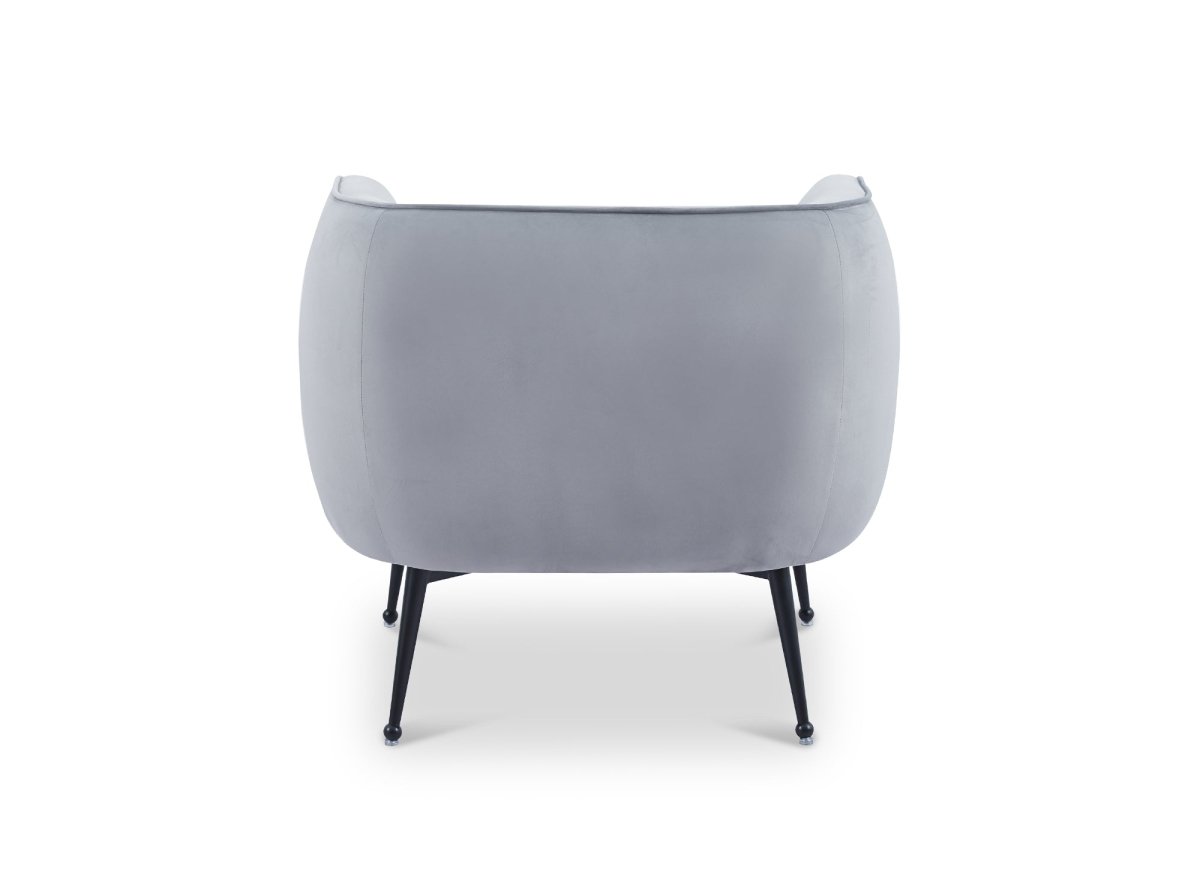 Fauteuil cabriolet en velours gris pieds noir PERRY