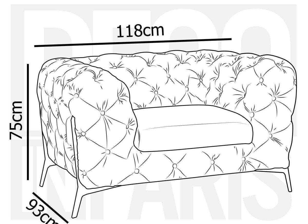 Fauteuil capitonné chesterfield velours gris CARMEN