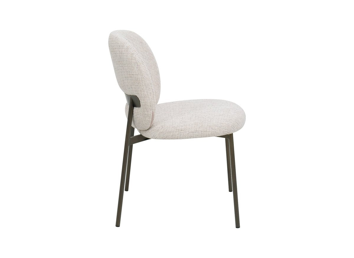 Lot de 2 chaises en tweed écru et pieds en métal marron MARCUS