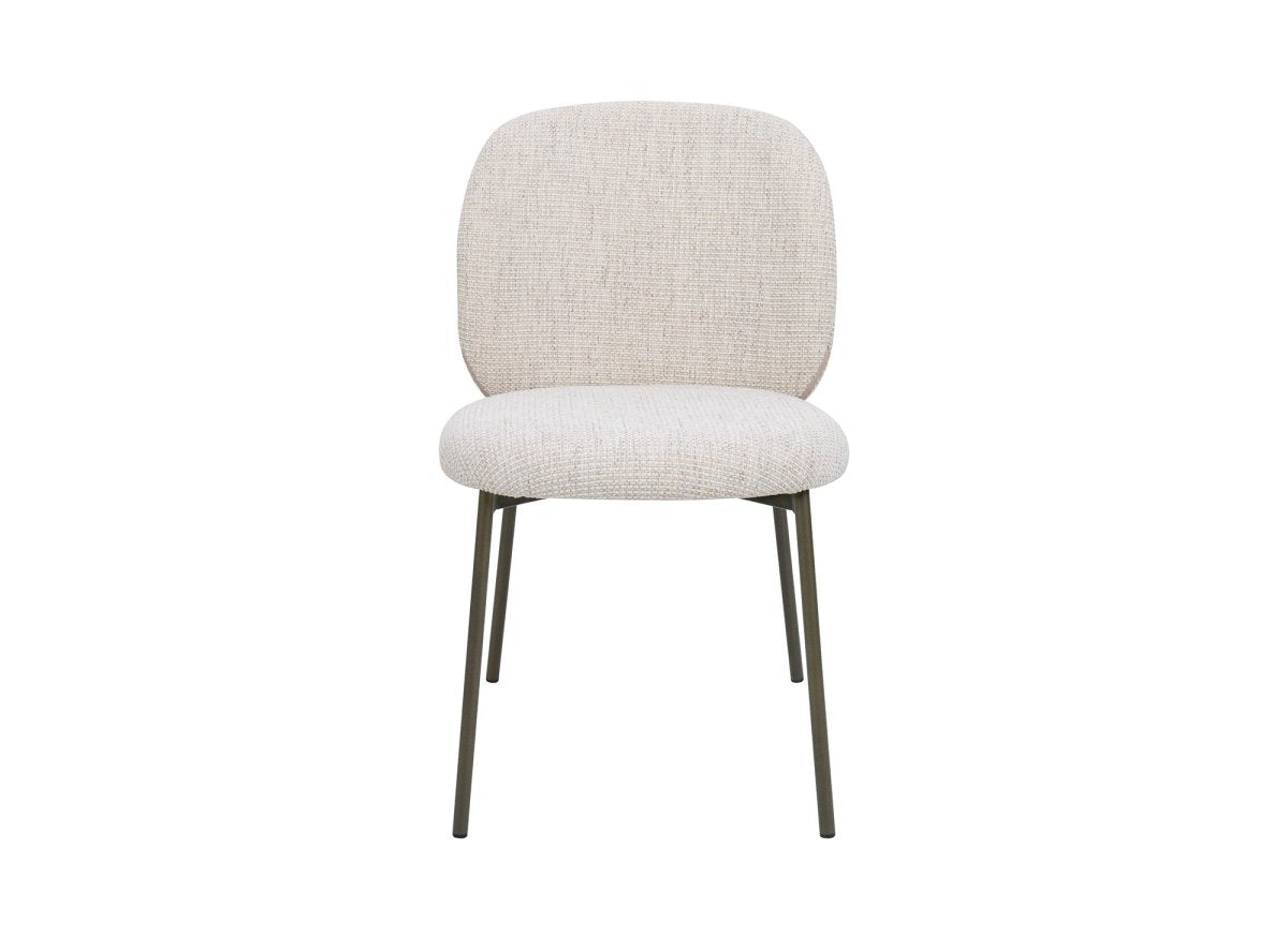 Lot de 2 chaises en tweed écru et pieds en métal marron MARCUS