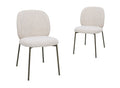 Lot de 2 chaises en tweed écru et pieds en métal marron MARCUS