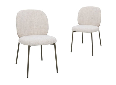 Lot de 2 chaises en tweed écru et pieds en métal marron MARCUS