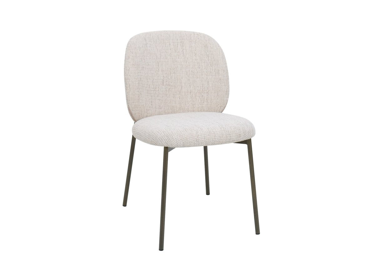 Lot de 2 chaises en tweed écru et pieds en métal marron MARCUS