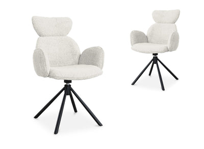 Lot de 2 chaises pivotantes avec accoudoirs en tissu effet peau de mouton beige MAGY