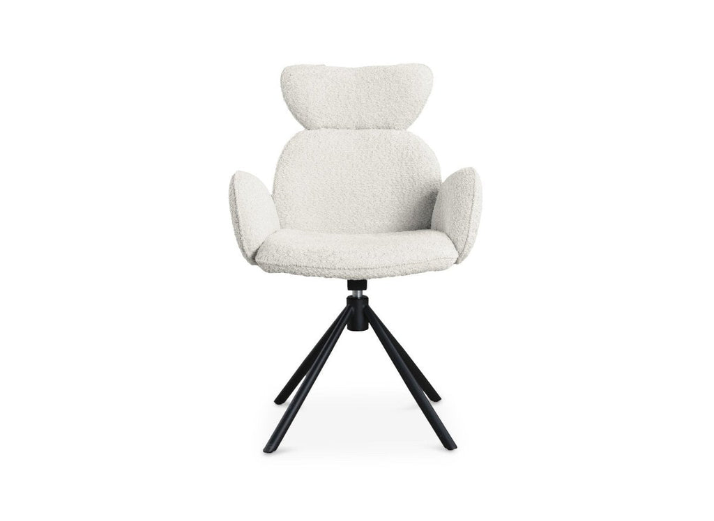 Lot de 2 chaises pivotantes avec accoudoirs en tissu effet peau de mouton beige MAGY