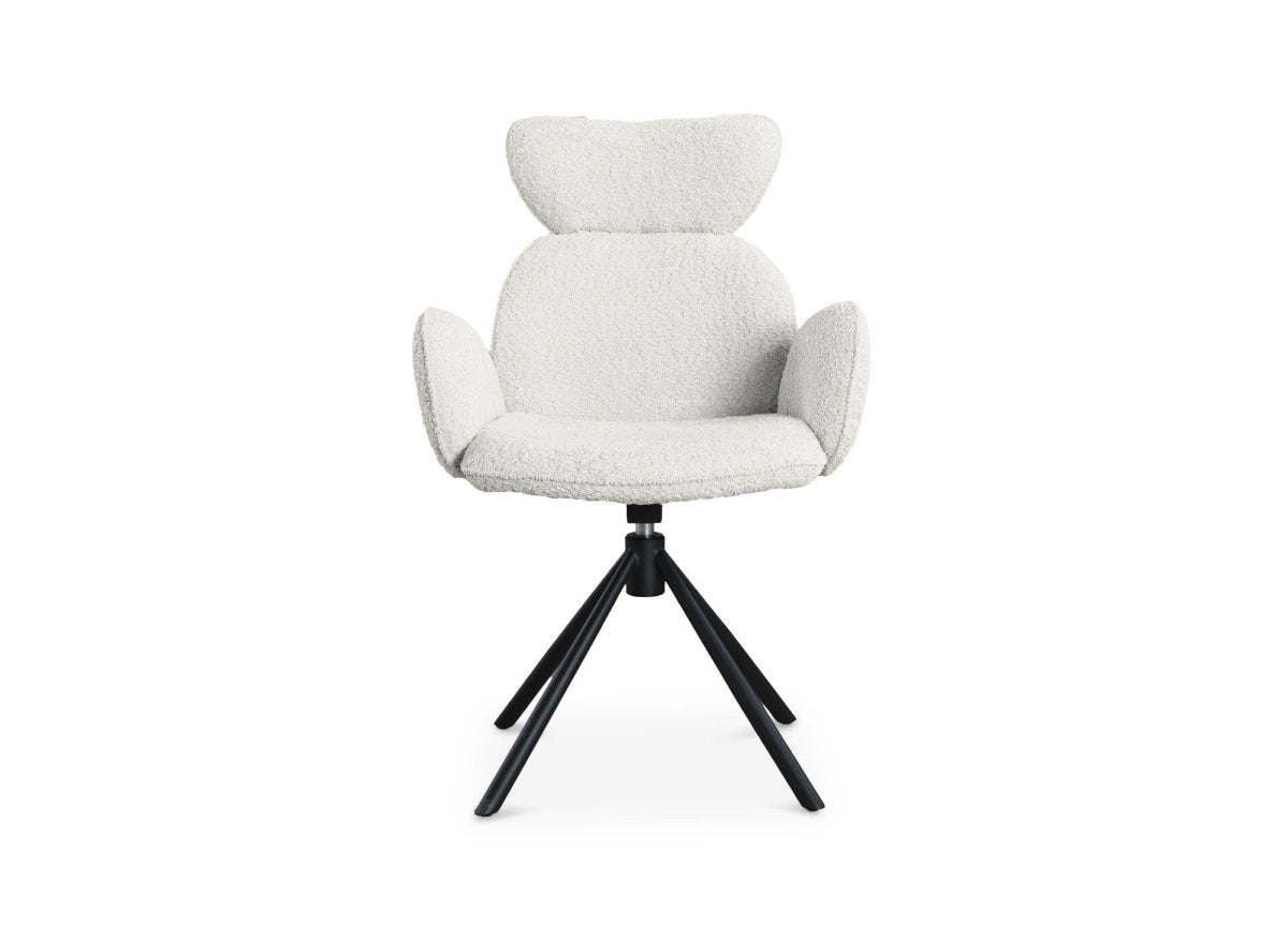 Lot de 2 chaises pivotantes avec accoudoirs en tissu effet peau de mouton beige MAGY