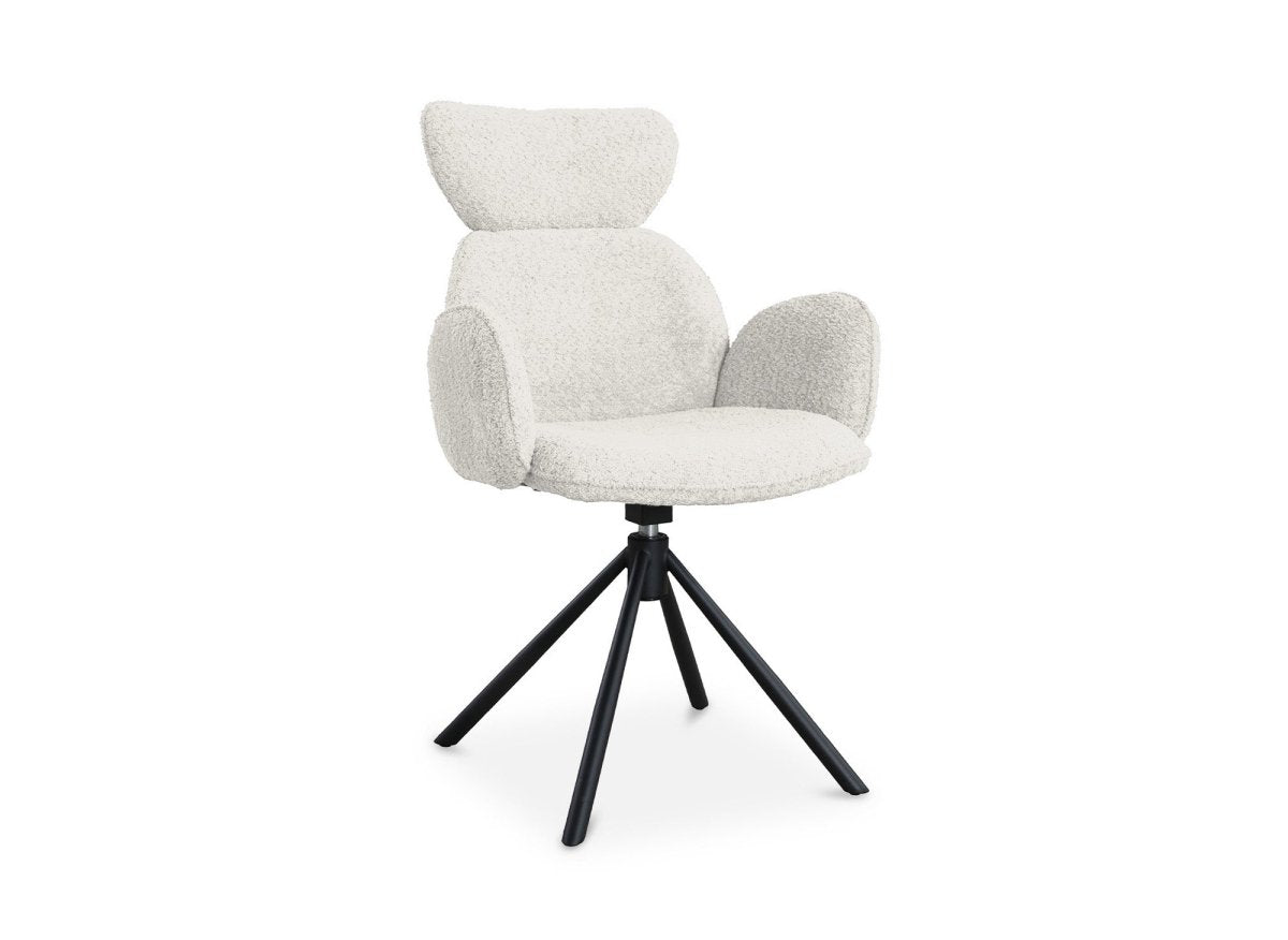 Lot de 2 chaises pivotantes avec accoudoirs en tissu effet peau de mouton beige MAGY